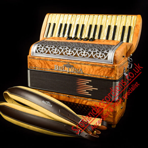 Beltuna Alpstar 34 key 96 bass musette piano accordion with helikon bass, olive wood