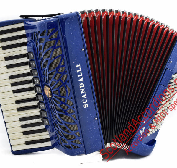 Scandalli Air 34 key 84 bass 4 voice Scottish tuned blue with sparkle finish piano accordion