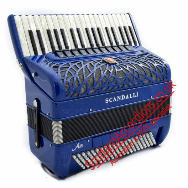 Scandalli Air III 37 key 120 bass 4 voice musette tuned blue cassotto piano accordion with sparkle finish