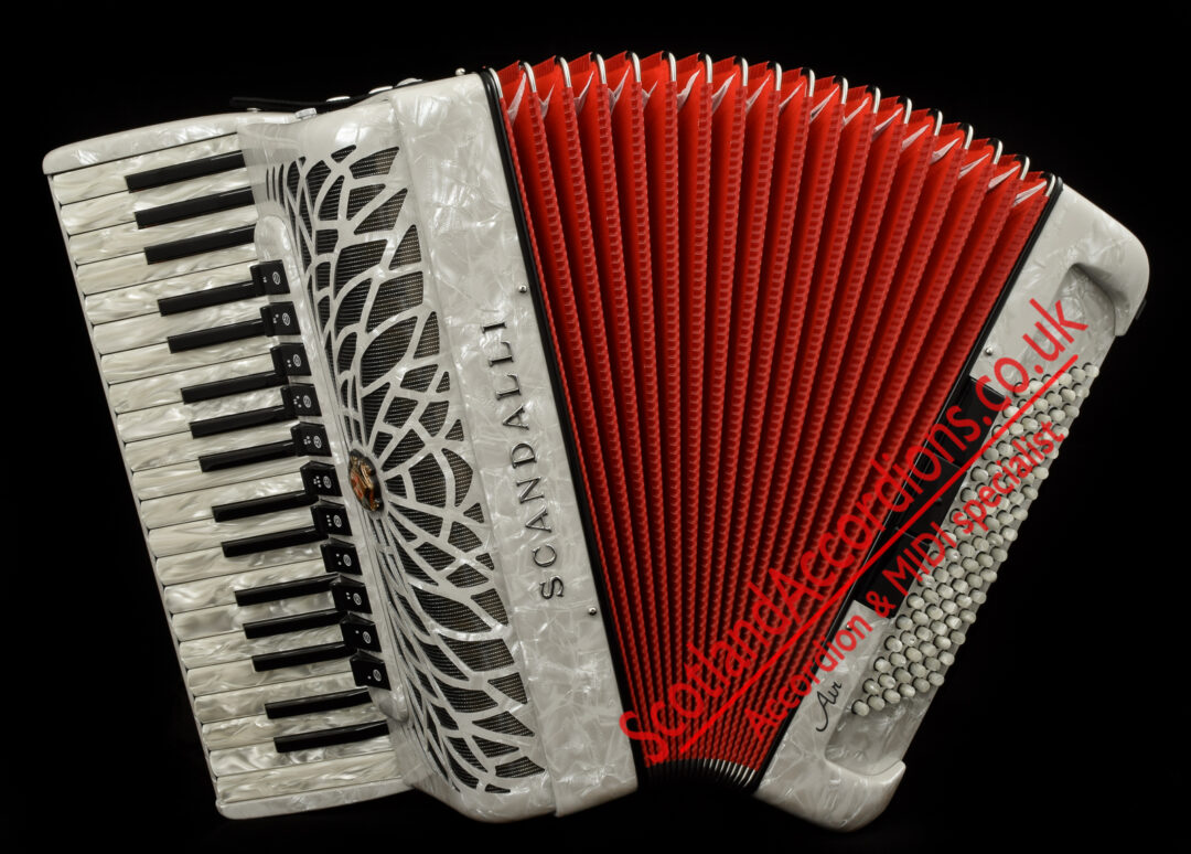 Scandalli Air I 37 key 96 bass 4 voice white piano accordion