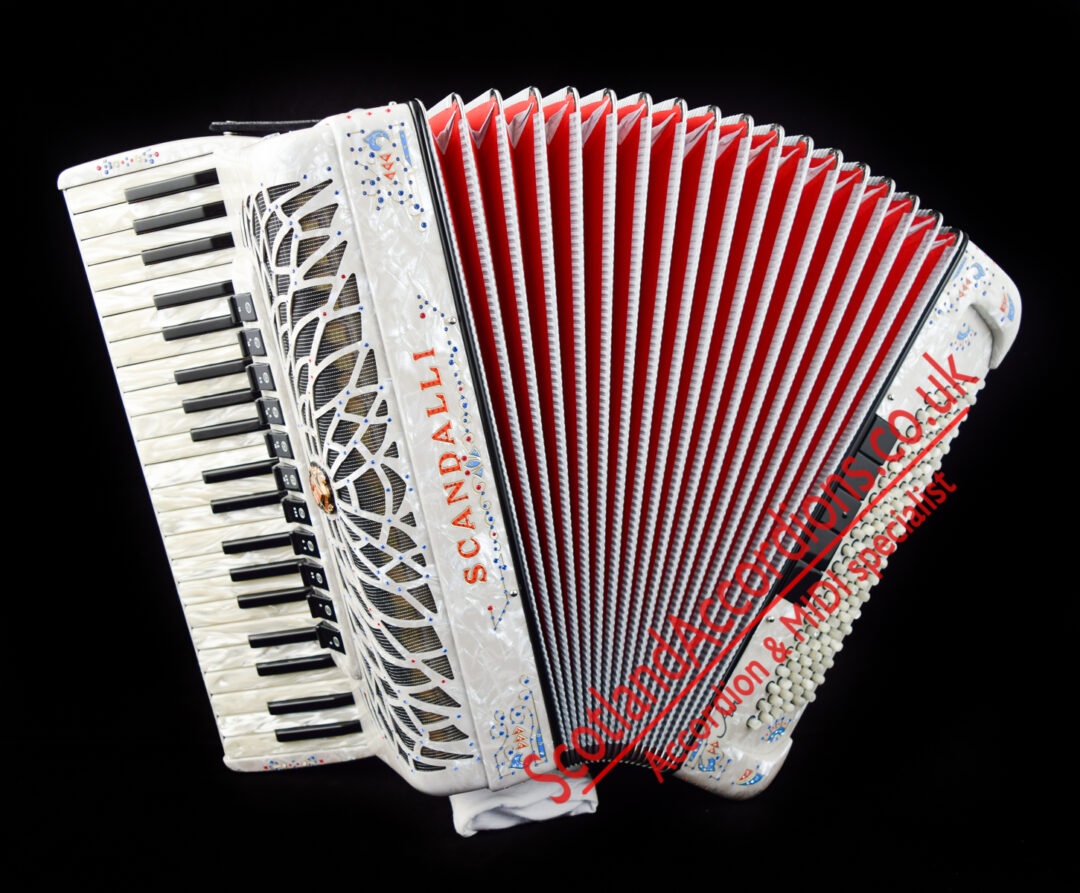 Scandalli Air I S 41 key 120 bass 4 voice white piano accordion with decoration
