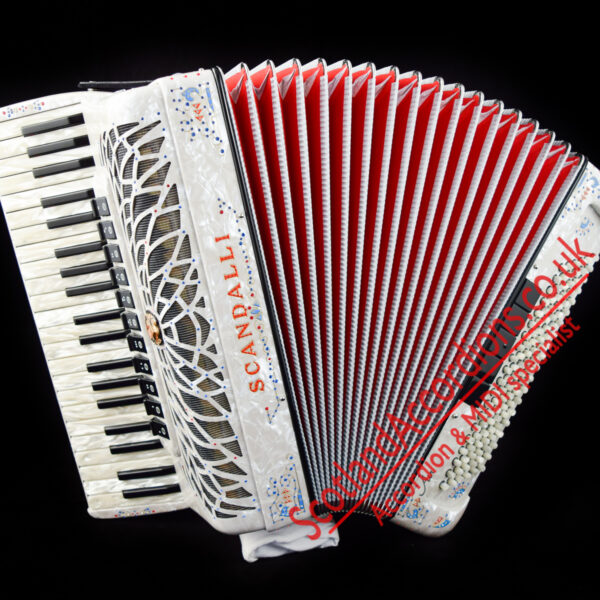 Scandalli Air I S 41 key 120 bass 4 voice white piano accordion with decoration