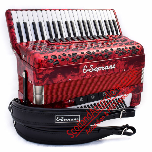 E. Soprani 4 voice 120 bass red piano accordion
